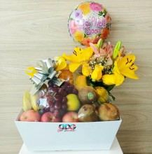 Send a Get well Soon Gift Baskets with Fresh Fruits and flowers.
